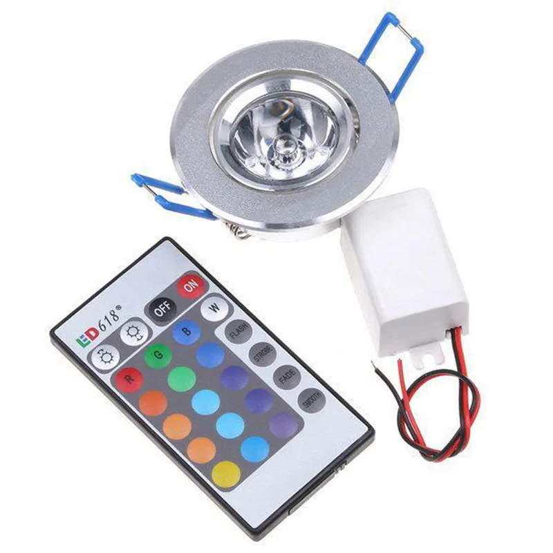 LED Ceiling Spot Light LED Ceiling Spot Lamp 3W RGB With Remote Recessed light Bulbs AC220V 3W Downlight Birthday party Colorful