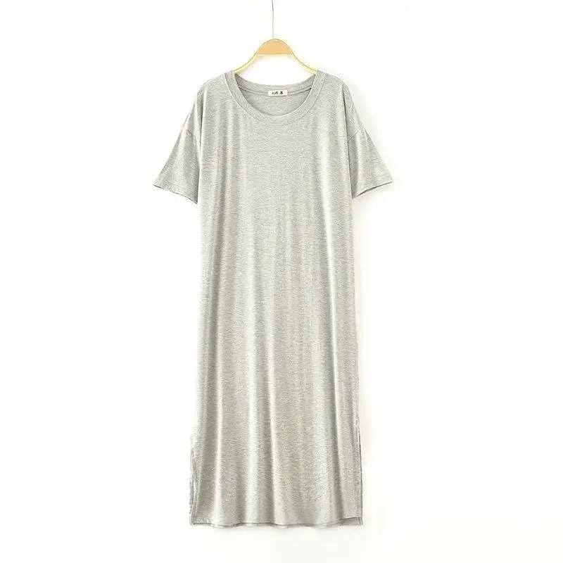 Летние Модальные ночные халаты больших размеров для женщин пижамы короткий рукав ночное платье сексуальное длинное неглиже свободная ночная рубашка - Цвет: Color 12