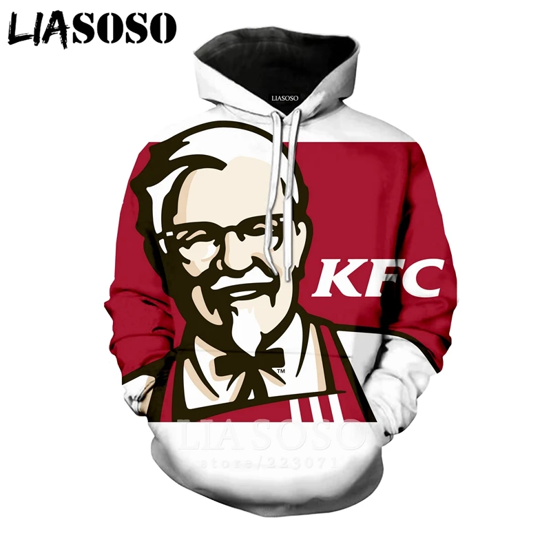 LIASOSO новая зимняя модная Толстовка 3D для мужчин и женщин с принтом еды KFC Harajuku