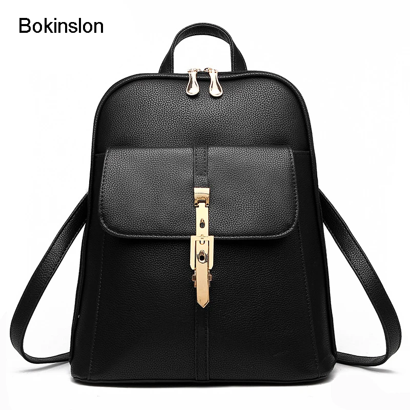 Bokinslon леди двойной плечевой рюкзак повседневное модная сумка из искусственной кожи на молнии женские популярные однотонные женские