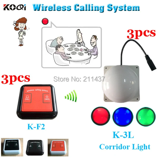 

Wireless restaurant bell K-F2 100% waterproof call for client in the compartment and K-3L room light for waiter in the corridor