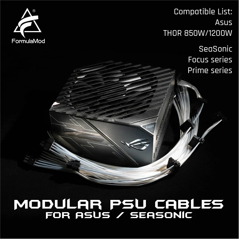 FormulaMod Fm-HS-SL, полностью модульные кабели PSU, посеребренные 18AWG, для Asus THOR& sesonic Focus/Prime Series