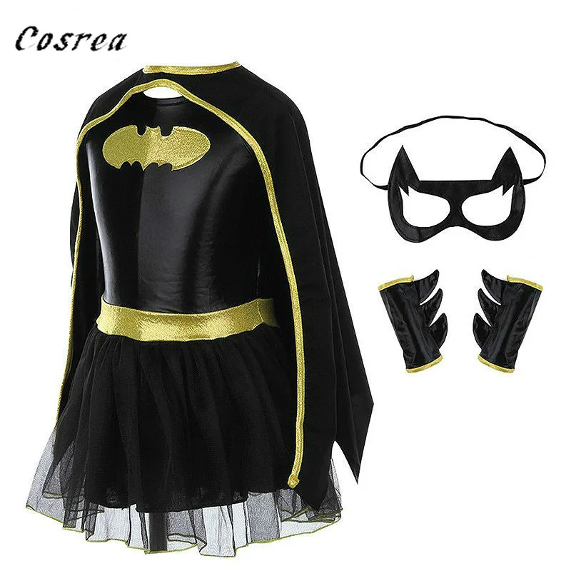Ladies Robin Shirt Cape Mask Set Superhero Batman Fancy Dress Costume