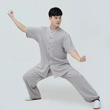 Форма для кунг-фу, женская одежда Тай Чи, традиционная народная Боевая художественная одежда, мужской летний костюм Тан, комплекты одежды с короткими рукавами для ушу