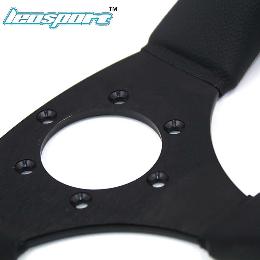 350mm para a para a Corrida Realmente de Couro Leosport 14 Corrida Volante Linha Vermelha Volante Racing Game Steering Wheel 16 China leather racing steering wheel Suppliers