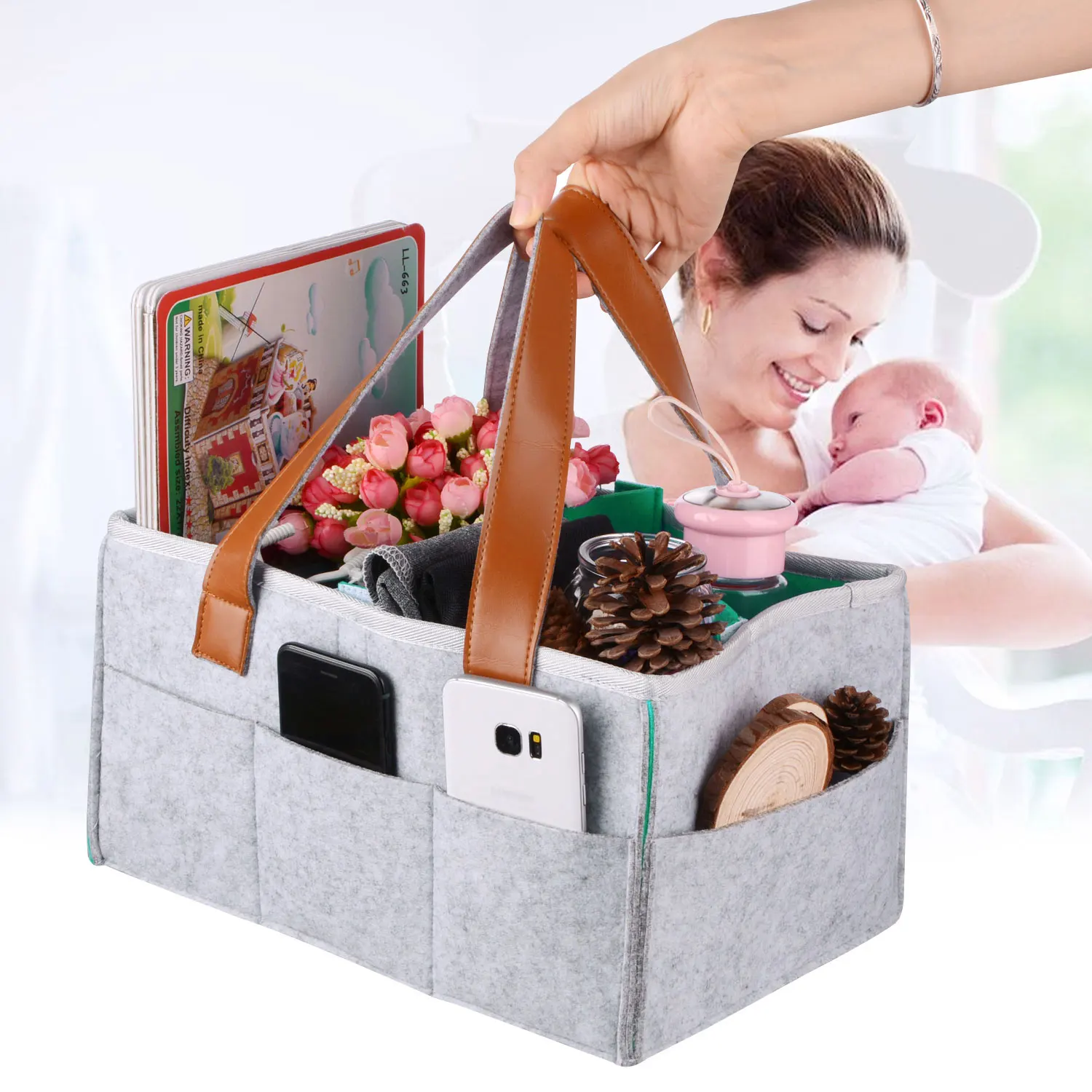 طوي حقيبة تخزين ذات سعة كبيرة الطفل حفاضات منظم العلب الصغيرة ألعاب أطفال حمل المنظم تخزين كبيرة للماء كبيرة للسفر