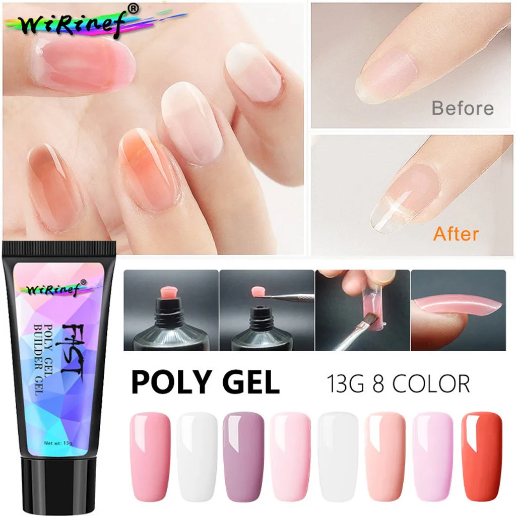 

8 Colors Poly Gel Nail Acrylic Fast Extension Clear UV LED Builder Gel Long-Lasting Painless Sticky drill Nail Art Tool C