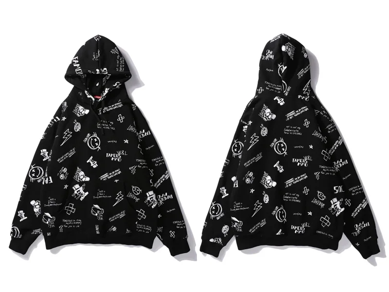 Graffiti Pullover Fleece Hoodies 8
