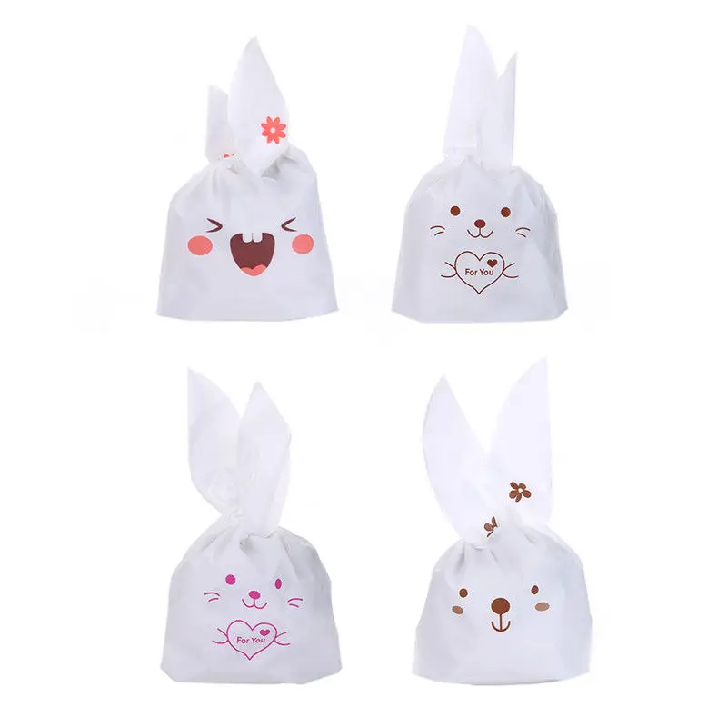 50Pcs/set Rabbit Cookie Biscuit Biscuits Cookies Packaging Kitchen Bakery Plastic Wedding Candy Gift