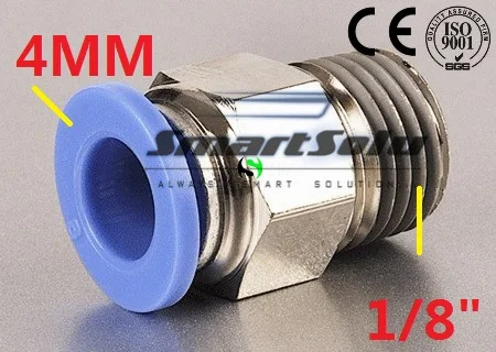 

10X Free Shipping PC04-1/8" Pneumatic 4mm Tube Push In 1/8" Quick Connect Fitting Coulper Connector Male Straight PC 4-01 04-01