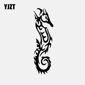 

YJZT 5.1CM*17CM Vinyl Car Sticker Tribal Seahorse Fish Hippocampus Car Window Decal Black/Silver C24-1023