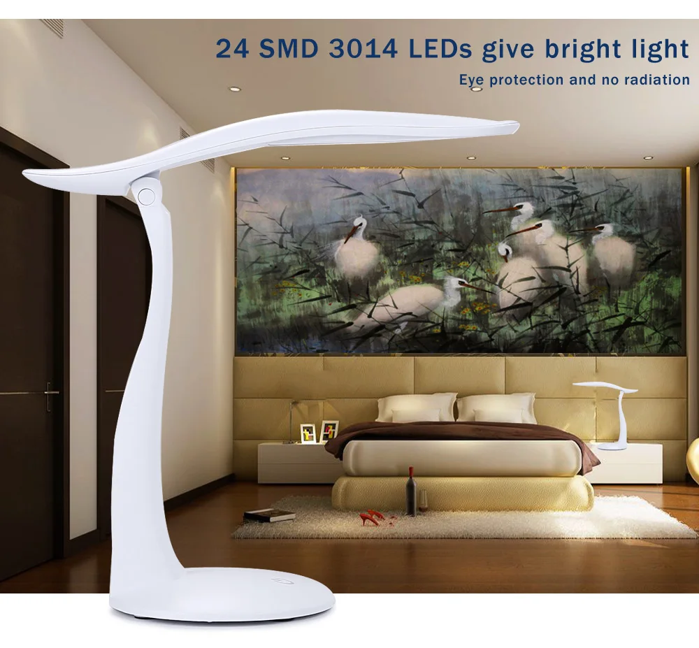 

Fashionable Desk Lamp Foldable 24 LEDs Dimmable USB Touch Sensor LED Reading Table Lamp Night Light For Office Home Bedroom