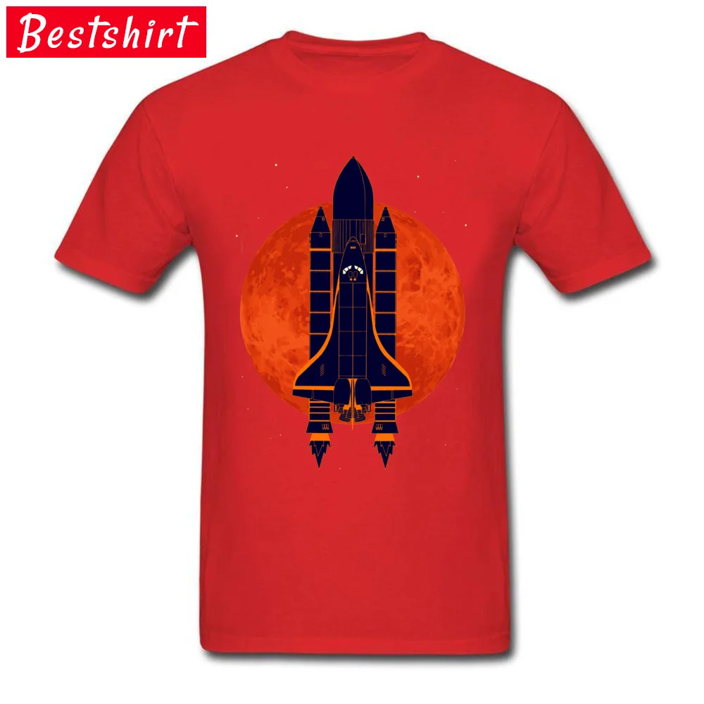 Space Ship Over Venus T-Shirt Fitted Short Sleeve Simple Style 100% Cotton Fabric Crew Neck Men Tees Design Tees Lovers Day Space Ship Over Venus red