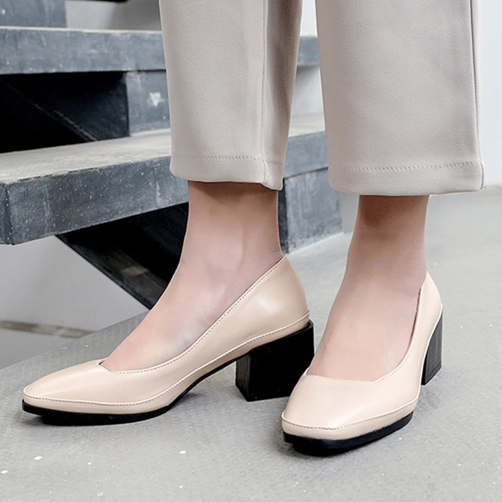 

Elegant slip on pumps Women Shoes Lady high heels shoes woman summer Elegant chunky Heels office Woman Pumps big size 32-43
