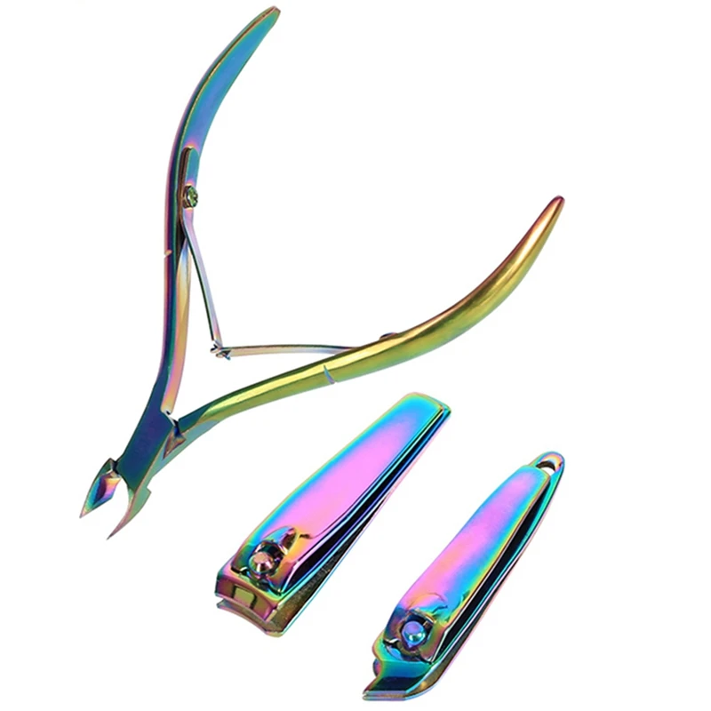 

1pc 3 Style Rainbow Nail Art Cuticle Scissors Dead Skin Callus Removal Tool Colored Steel Clipper Manicure Equipment New Arrival