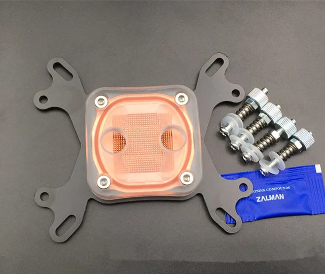 

For Intel LGA and AMD 115X 1366 black computer CPU water cooling Block LED light copper base radiator Acrylic Top