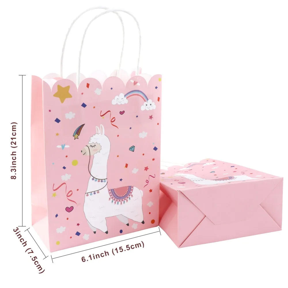 OurWarm 5 шт. бумажные подарочные сумки с ручками, вечерние сумки из альпаки и ламы с животными из мультфильмов, коробки для конфет, товары для дня рождения