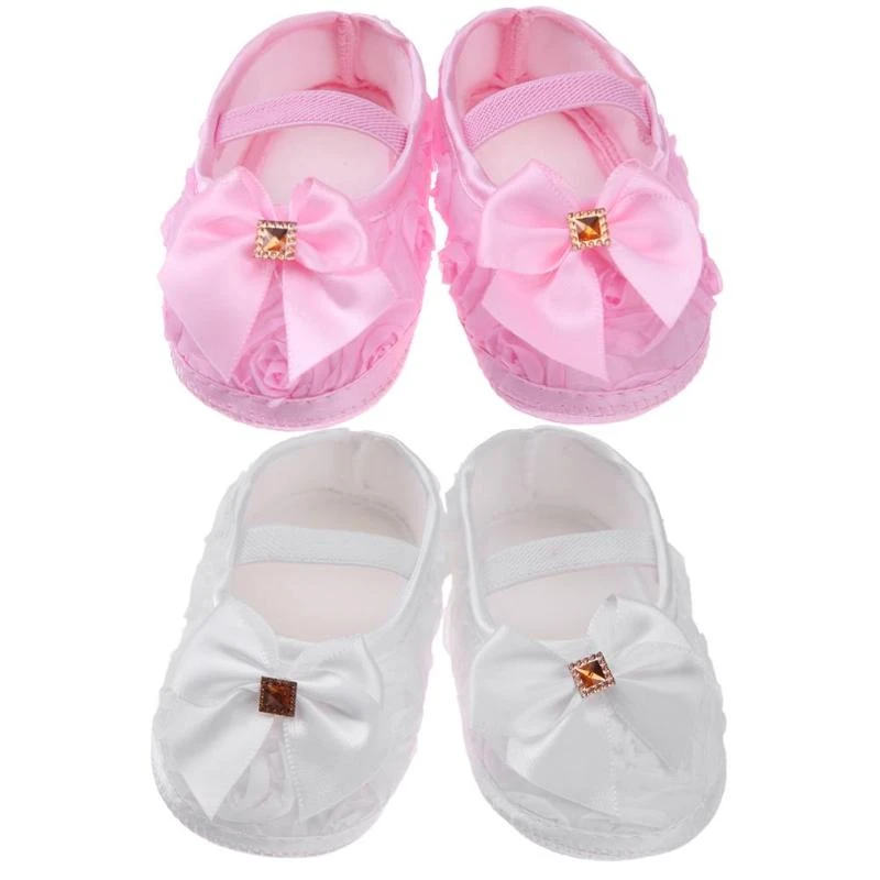 Zapatos de bebé Sapatinhos Para Bebe zapatillas bebé niña suela suave sólido blanco y rosa elástico bebé niñas antideslizante de algodón zapatos de bebé|Primeros pasos| AliExpress