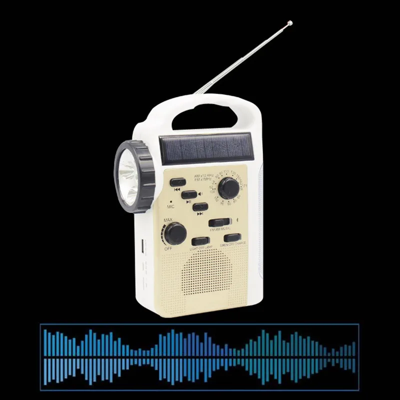 AM/FM Bluetooth солнечный Ручной Динамо открытый радио с динамиком аварийный приемник мобильный источник питания фонарик