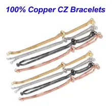 3 шт./лот коннектор CZ регулируемый браслет цепочка с двумя петлями Diy коннектор Очаровательная цепочка расширяющийся браслет Базовая цепочка