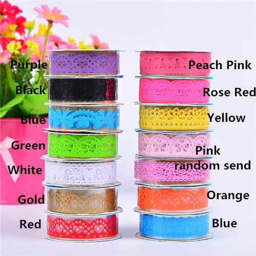 

SALE! 1piece/lot 15mm*1m Multi color Self Adhesive Lace Tape Decoration Roll Tape DIY Scrapbook Accessories I1014