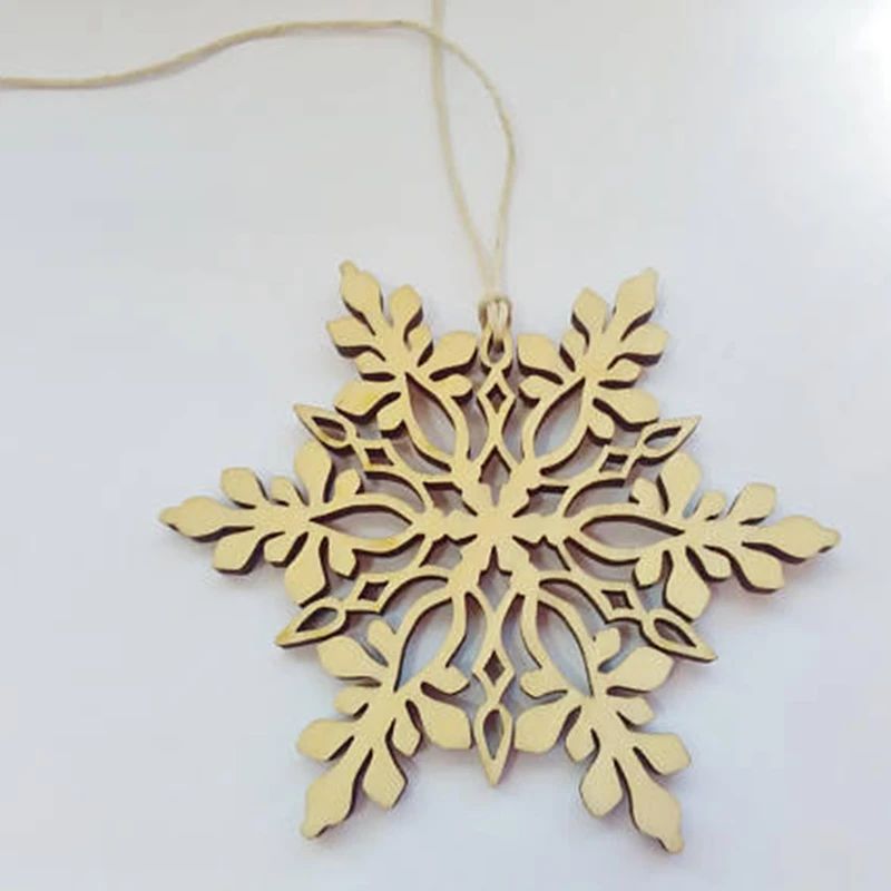10Pcs Merry Christmas Letter Laser Cut Wood Slice Xmas Trees Party Ornament zh 