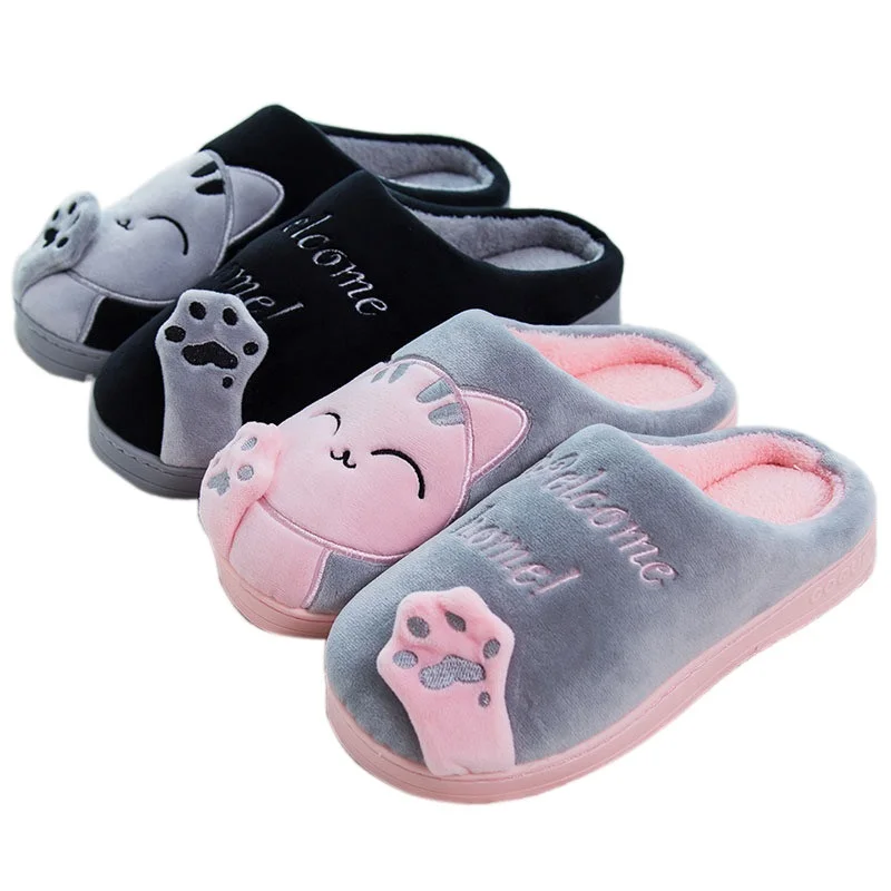 

Home Cat Slippers Women's Slipper Cat Animals Soft Winter Warm Shoes Indoor Bedroom Floor Winter Slipper For Woman Men