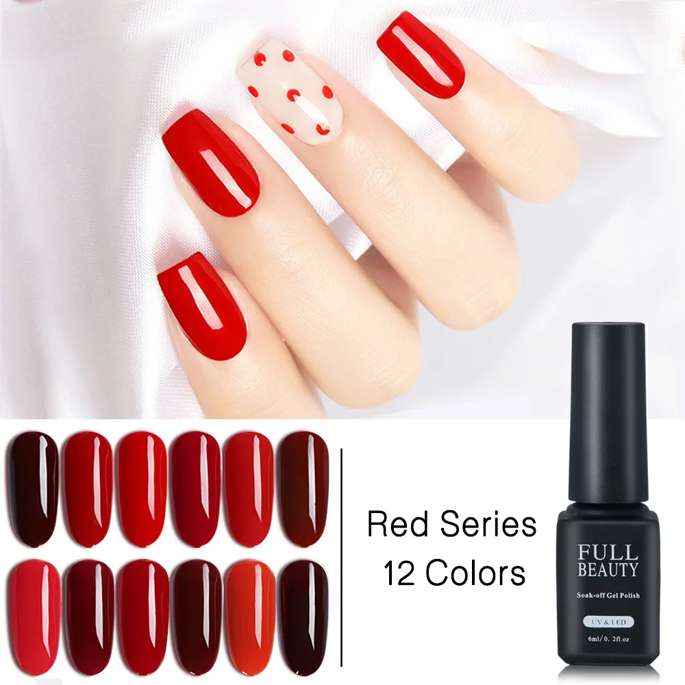 

12 Colors Gel Nail Polish Set Red Black Gel Lacquer Nail Manicure Kit Soak Off Nail Art Prime Gel Varnish Nail Polish TRJH01-12