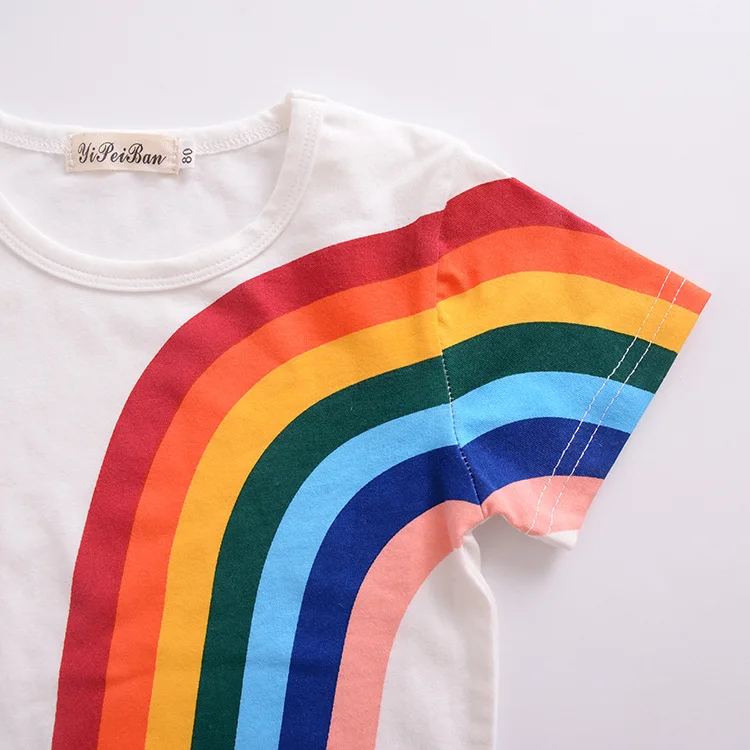 Boys T-shirt Kids Sun T Shirts Rainbow Pattern Top Tees Children Sport Clothing Baby Boy Girl Design T-shirts For 1-5 Years