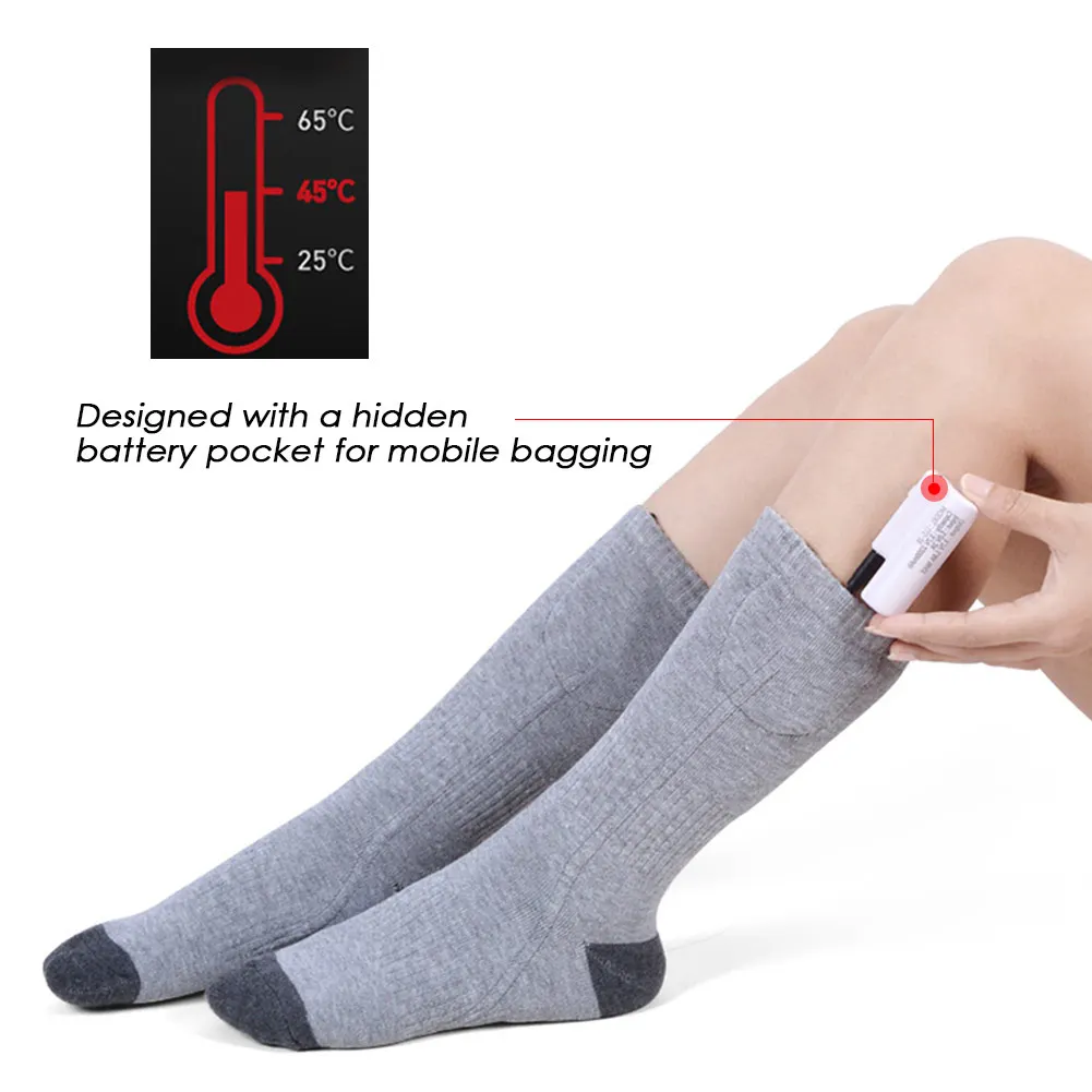 Умные носки с электроподогревом для холодной зимы теплые лыжные носки USB аккумуляторная батарея нагревательные носки для женщин и мужчин