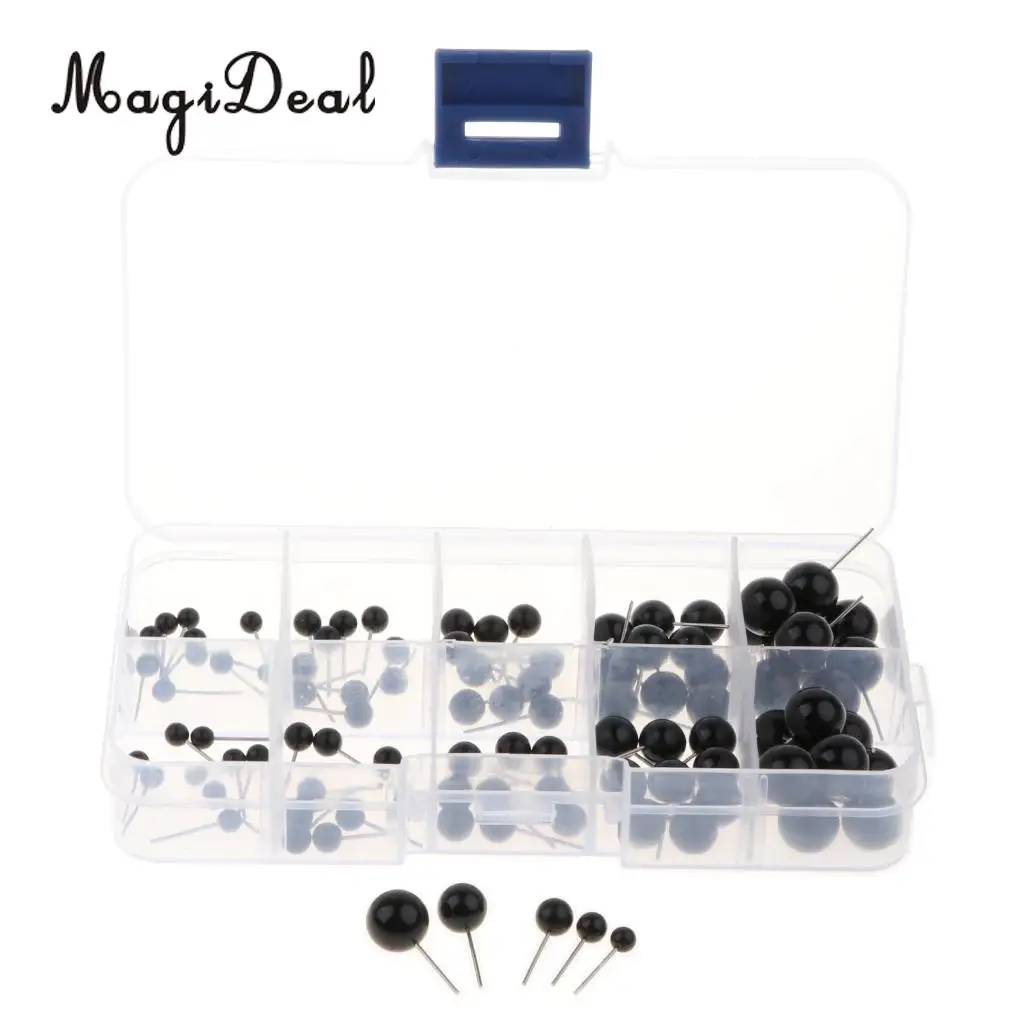 100 Pieces 4mm, 5mm, 6mm, 8mm, 10mm  Safety Round Eyes for Bear Plush Puppet Doll DIY Making Sewing Supplies