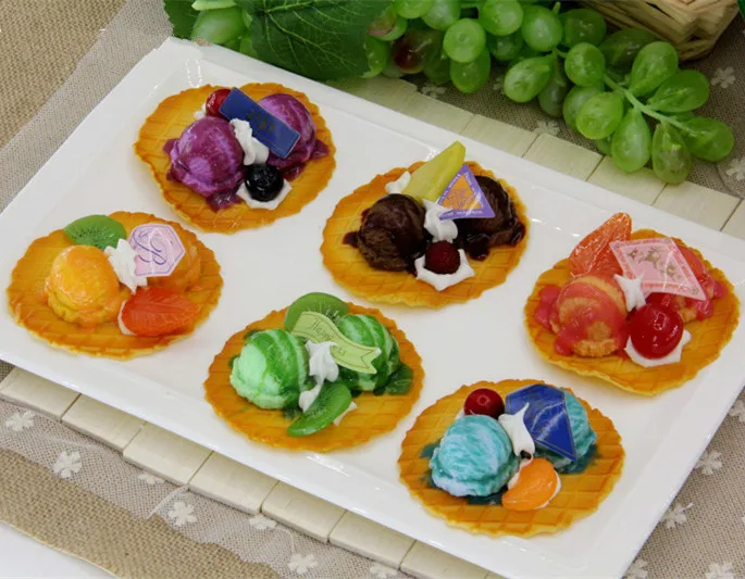 

6pcs/set Food Simulation Waffle Dessert Model Lattice Ice Cream Home Decorations Kitchen Toys Fridge Magnet