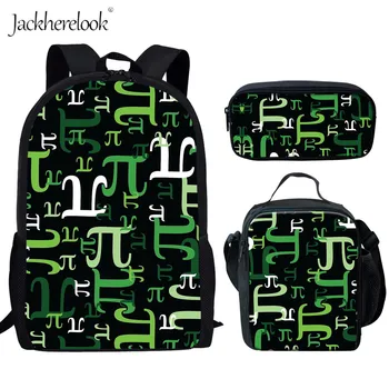 

Jackherelook Colorful Pieces of Pi Math Pattern 3PCS Set Schoolbags Middle School Students Backpacks Kids Orthopedic Bookbags