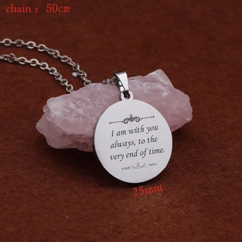 

I Am With You Always To The Very End Of Time Pendant Necklace For Lovers Charm Gift Trendy Mirror Style Round Necklace