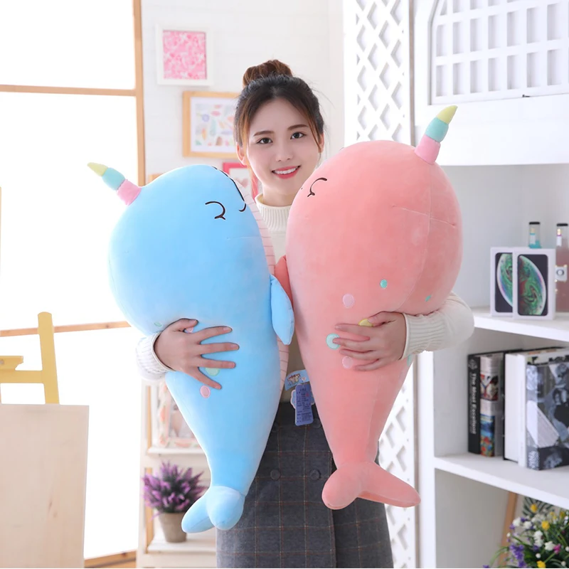 

60/80cm Plush Narwhal Toys Cute Stuffed Fish Doll Unicron Whale Pillow Kids Toys Christmas Birthday Gift For Children Girlfriend