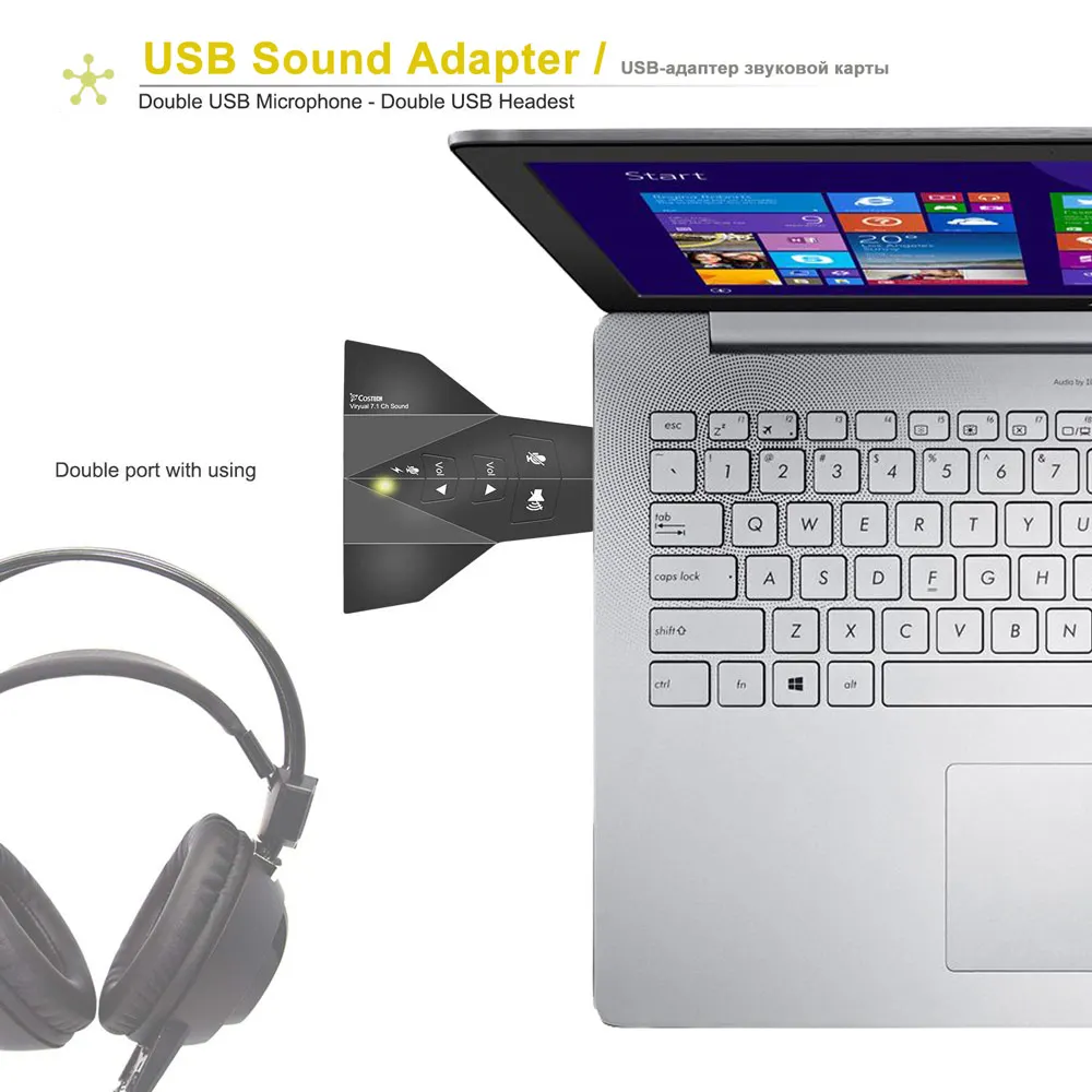 Ingelon USB адаптер звука внешний стереозвук виртуальный 7 1 канальный двойной