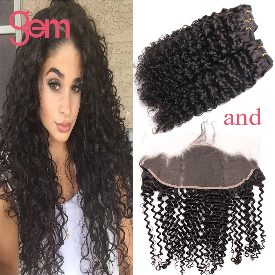 

Peruvian Deep Wave With Lace Frontal Peruvian Virgin Hair 3 Bundles With 1pc Frontal Closure Curly Virgin Hair With Frontal 1b