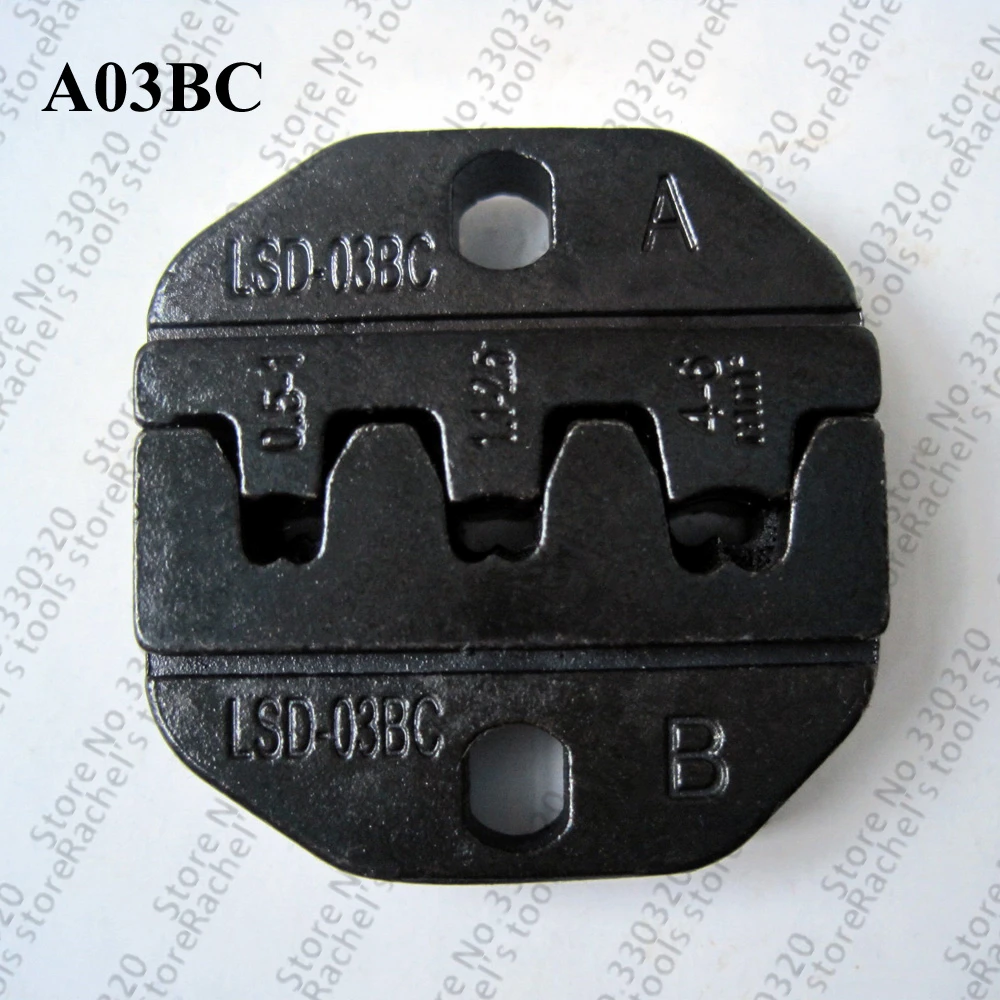 

A03BC crimping dies for non insulated open plug type connector terminals