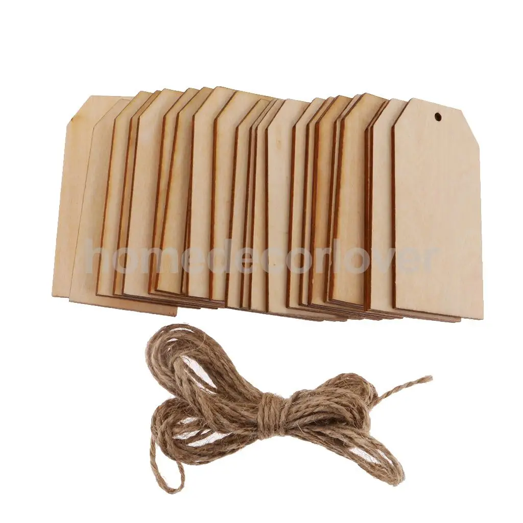 50 шт пустые незавершенные подвесные деревянные подарочные бирки этикетки украшения свадебные сувениры с веревкой
