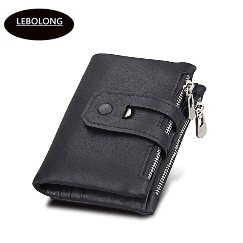 

New Fashion Wallet Women Genuine Leather Wallets Female Hasp Double Zipper Design Coin Purse ID Card Holder Unisex Slim Wallet