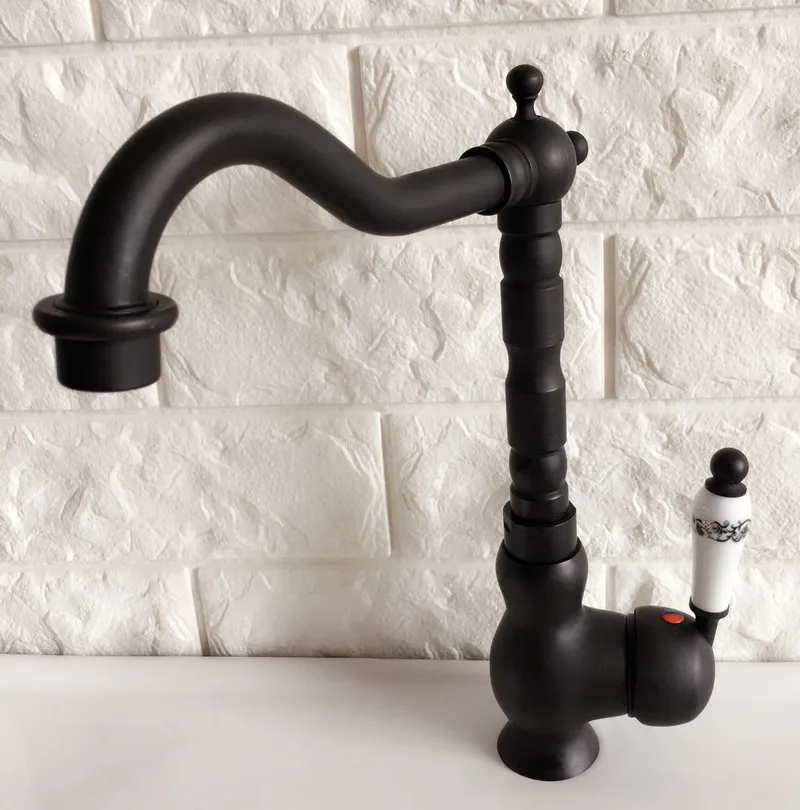 Swivel Spout Water Tap Oil Rubbed Black Bronze Single Handle Kitchen Sink & Bathroom Faucet Basin Mixer Tap anf358