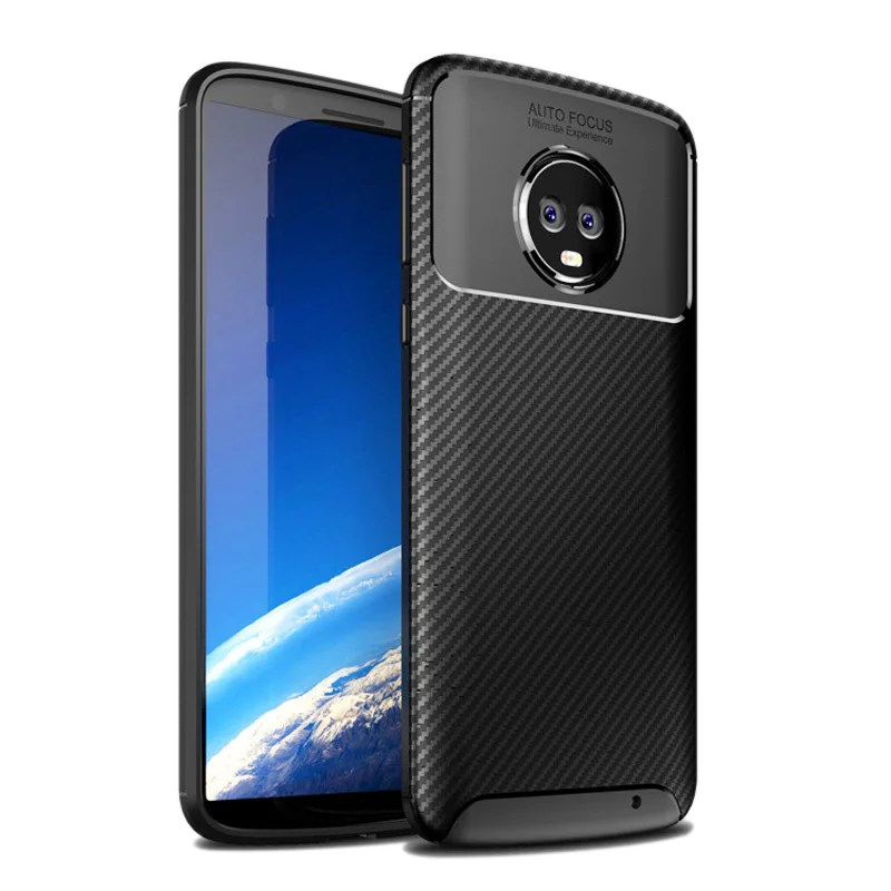 

For Moto G6 Plus Case Carbon Fiber Silicon Phone Bag For Motorola G6 Case Full Protect Shockproof Soft Cover For Moto G6 G7 Case