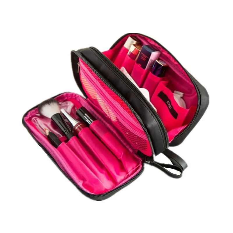 Double Layer Cosmetic Bag Travel Organizer Makeup Cases Pouch Beauty Brushes Lipstick Toiletry