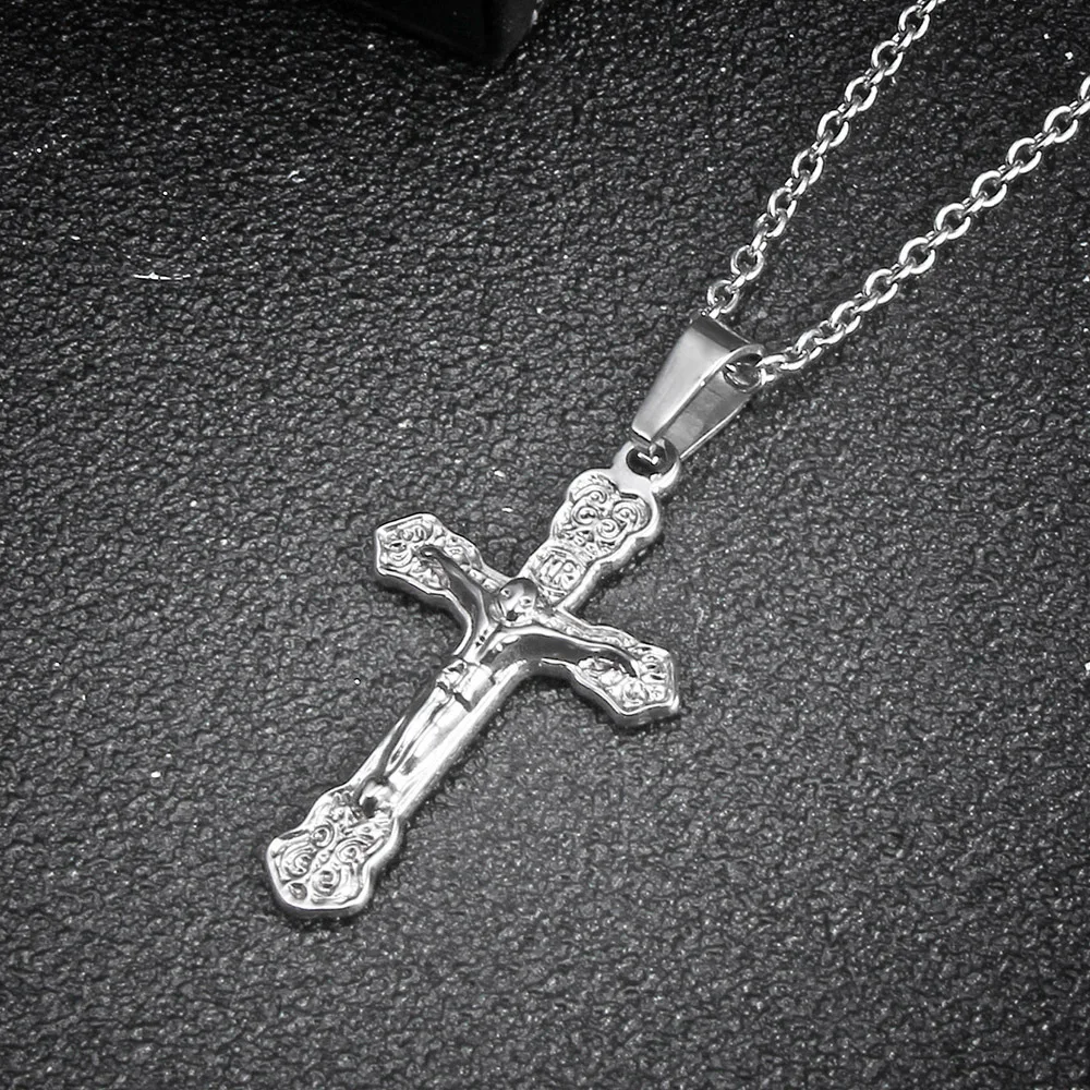 

Jesus Catholic Christians Men and Women General Cross Retro Stainless Steel Pendant Necklaces christian items