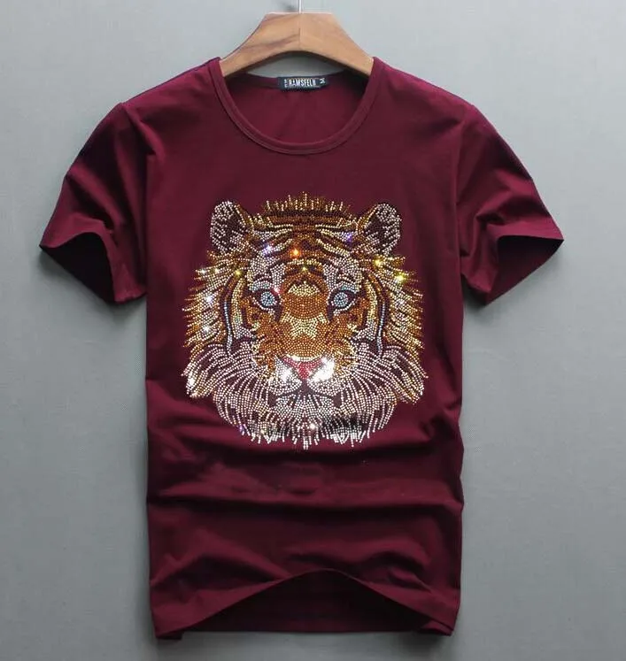 Новая arrrive футболка роскошный дизайн бриллиантов мужские футболки хлопок Дизайнерская мужская футболка - Цвет: as shown