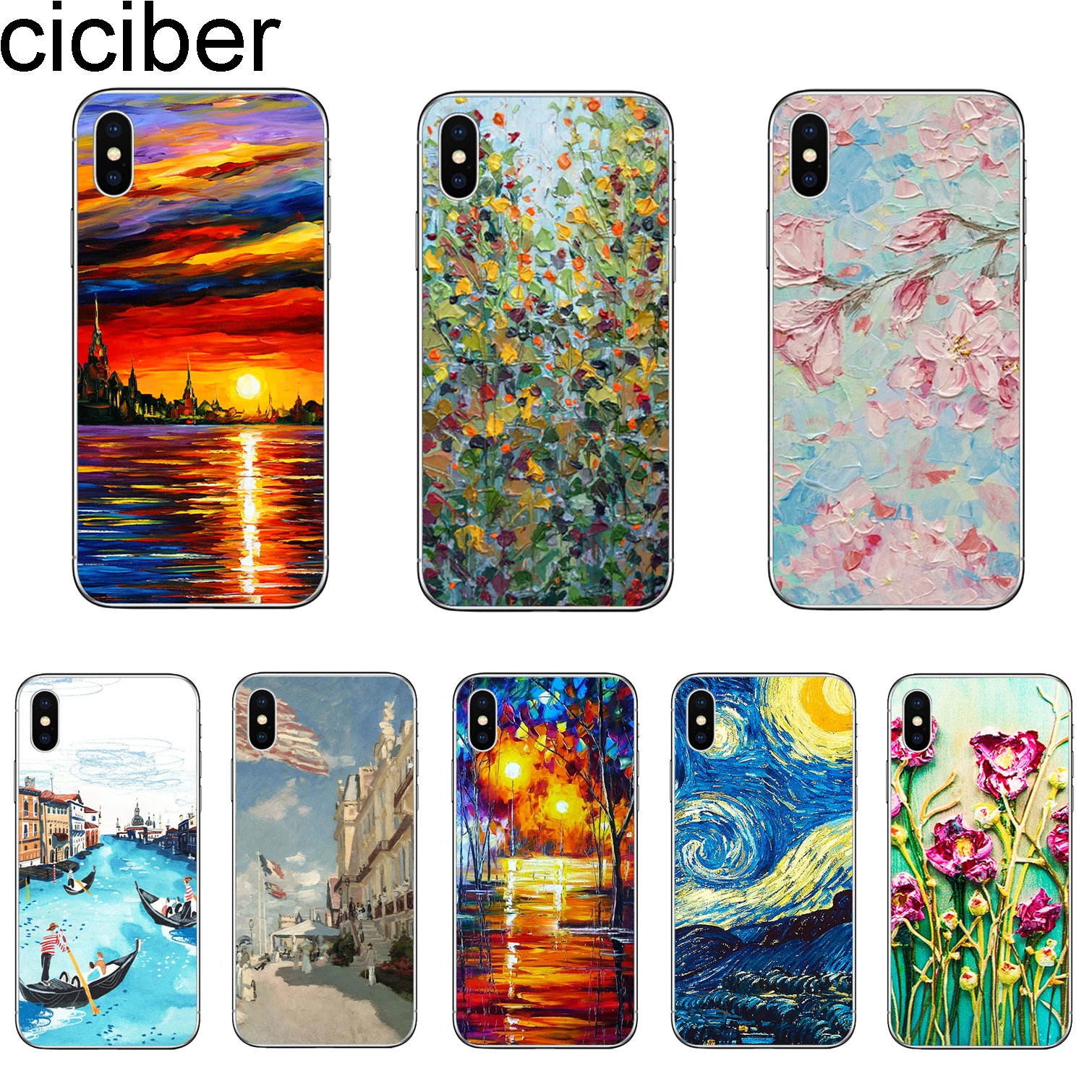 

ciciber Cover For iPhone 11 Pro Max 7 8 Plus X XR XS Max Case 6 6S Plus 5 5S SE Phone Case Shell Van Gogh Painting Soft Silicone