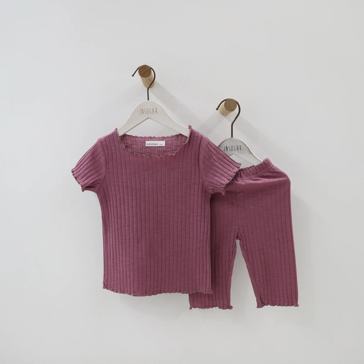 Тонкая Милая одежда для маленьких девочек летний детский вязаный Топ в полоску+ шорты домашний спальный костюм комплекты одежды для девочек - Цвет: Фиолетовый