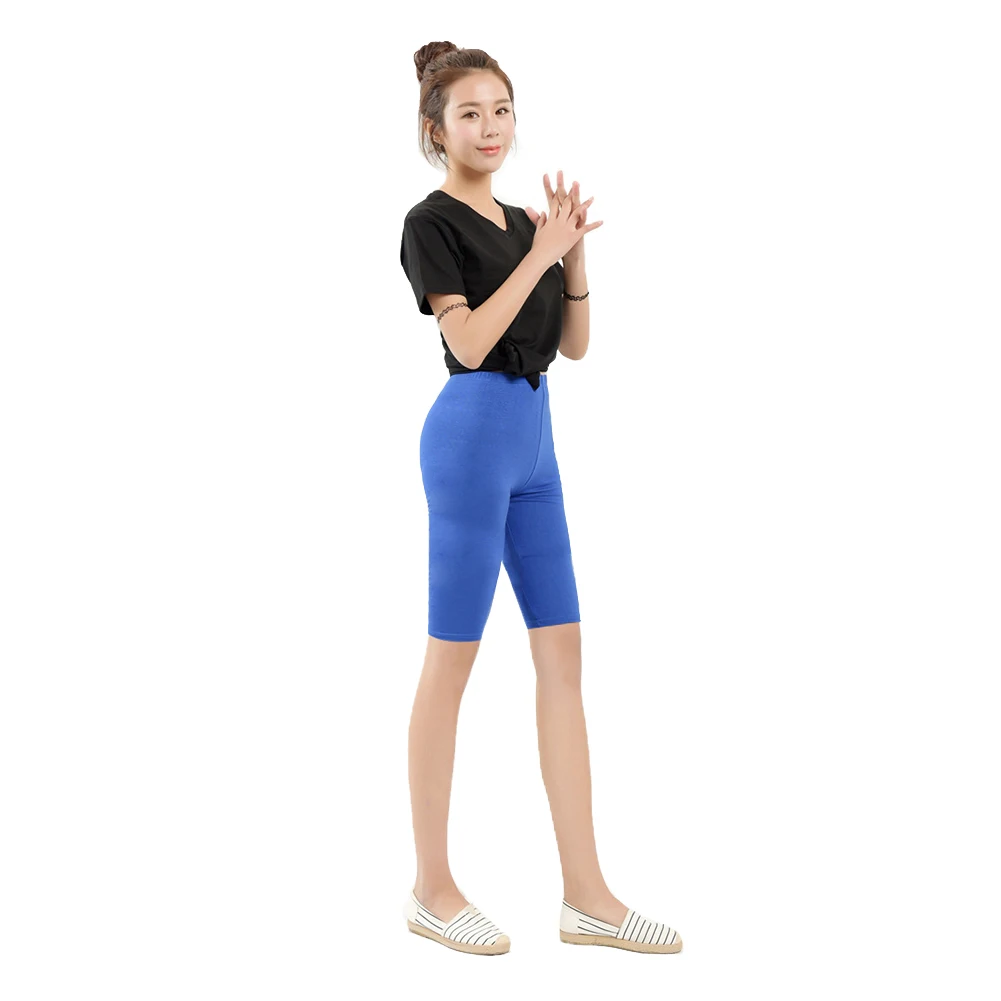 Женские шорты до колена, эластичные, одноцветные, для бега, фитнеса, для девушек, повседневные брюки размера плюс, 3-5XL, NYZ Shop - Цвет: sapphire