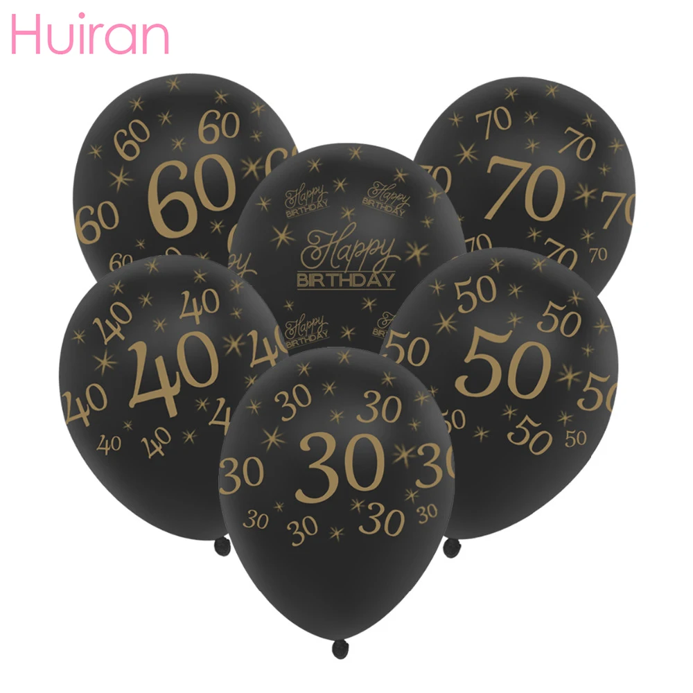 Huiran 10 PCS с днем рождения воздушные шары 30th 40th 50th 60th 70th баллоны номер