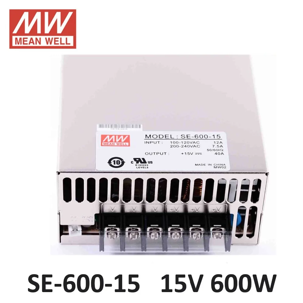 

Original MEAN WELL SE-600-15 600W 40A 15V Meanwell Switching Power Supply AC 110V/220V to DC 15V power unit driver for led strip